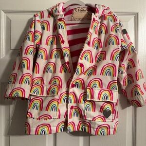 Hatley Kids Pink Rainbow Patterned Raincoat (size 5)